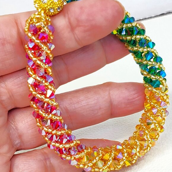 Multi Color Fall Crystal Bracelet Beaded Bracelet - Picture 7 of 11